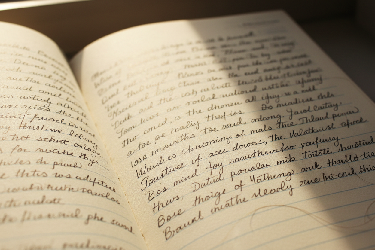 Words writen on a journal